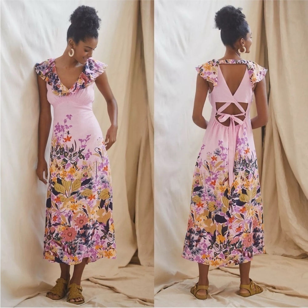 Anthropologie | Floral Pink Maxi Dress - Picture 2 of 5